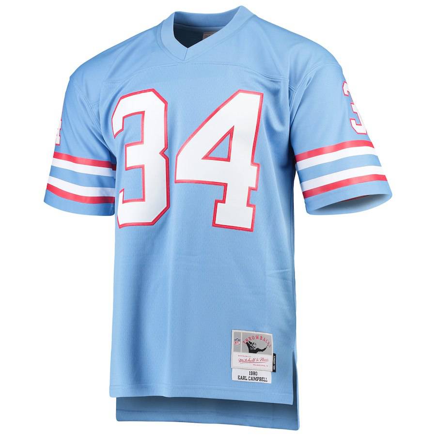 Men's Houston Oilers Earl Campbell Mitchell & Ness Light Blue Legacy Replica Jersey