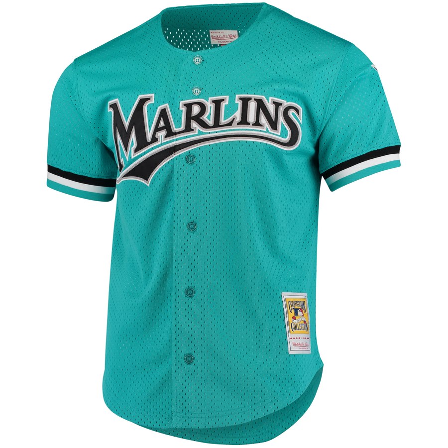 Men's Florida Marlins Andre Dawson 1995 Mitchell & Ness Teal Fashion Cooperstown Collection Mesh Batting Practice Jersey