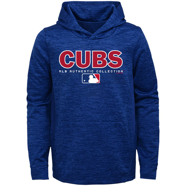 Youth Chicago Cubs Authentic Collection Royal Team Drive On Field Authentic Fleece Hoodie