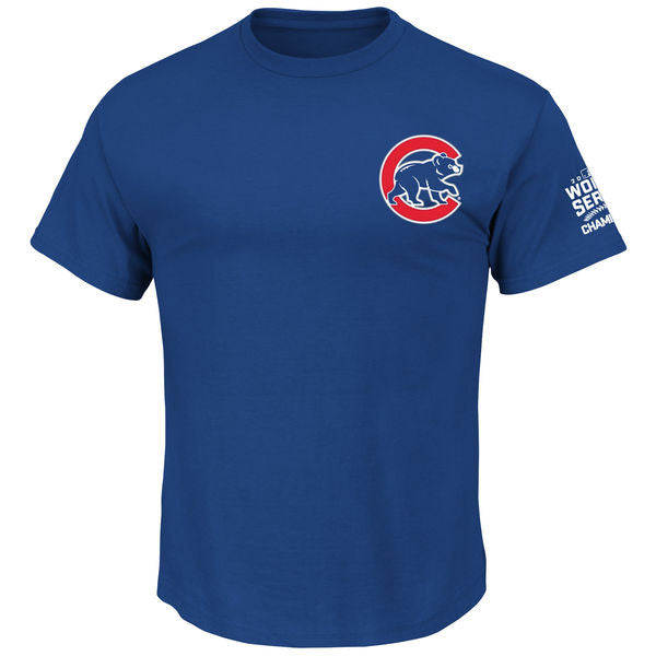 Youth Chicago Cubs Javier Baez Majestic Royal 2016 World Series Champions Name & Number T-Shirt
