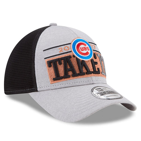 Men's Chicago Cubs New Era TAKE 17 Gray 2017 Division Series Winner Locker Room 9FORTY Adjustable Hat