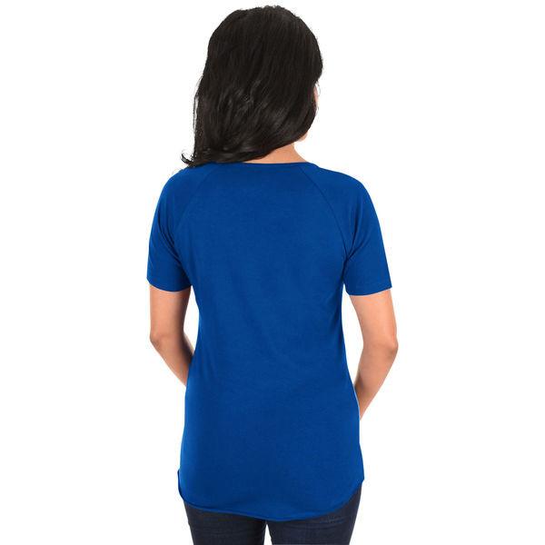 Women's Chicago Cubs Majestic Gray/Royal From the Stretch V-Notch T-Shirt