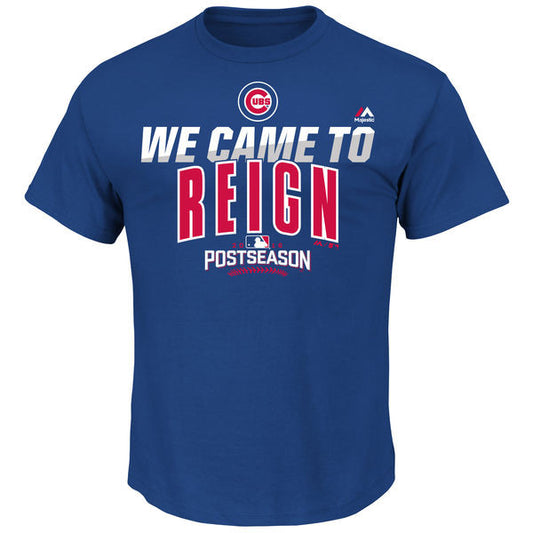 Youth Chicago Cubs Majestic Royal 2016 Postseason Authentic Collection We Came to Reign T-Shirt - Pro Jersey Sports