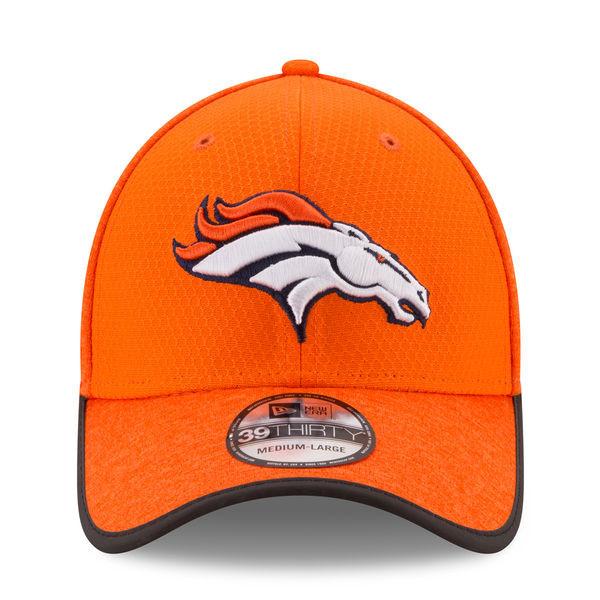 Men's Denver Broncos New Era Orange NFL17 Training Camp Official 39THIRTY Flex Hat