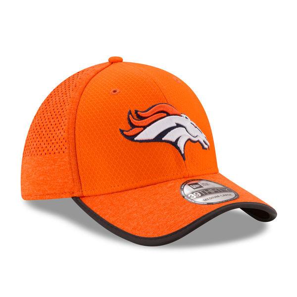 Men's Denver Broncos New Era Orange NFL17 Training Camp Official 39THIRTY Flex Hat