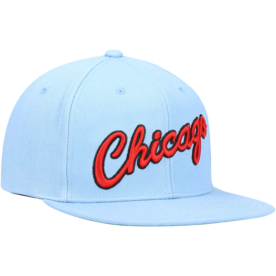 Men's Chicago Bulls Mitchell & Ness Carolina Blue Hardwood Classics Core Snapback Hat