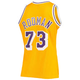 Men's Los Angeles Lakers Dennis Rodman Mitchell & Ness 1998-99 Hardwood Classics Gold Swingman Jersey - Pro Jersey Sports