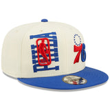 Philadelphia 76ers New Era 2022 NBA Draft 9FIFTY Snapback Adjustable Hat - Cream/Blue - Pro Jersey Sports