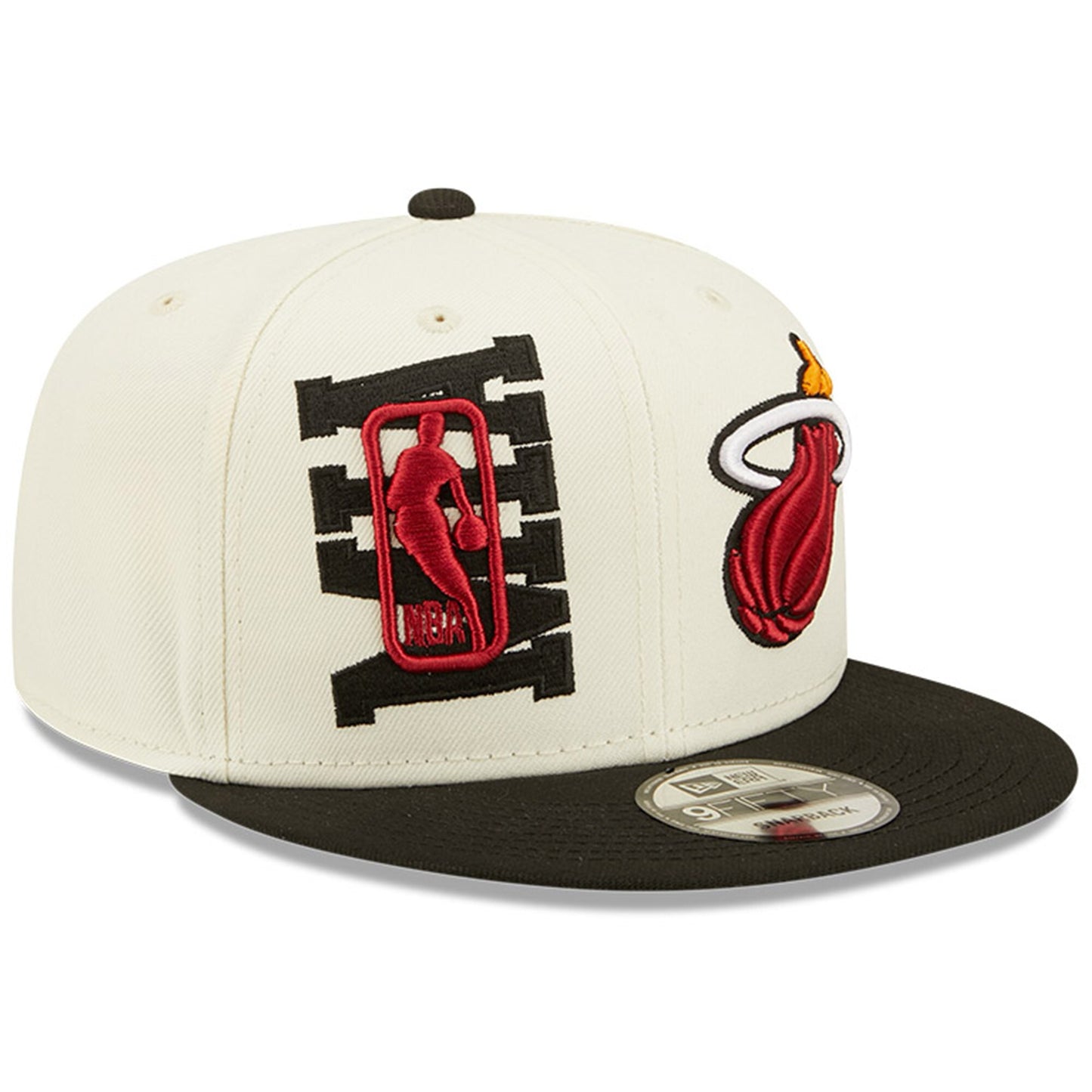 Miami Heat New Era 2022 NBA Draft 9FIFTY Snapback Adjustable Hat - Cream/Black
