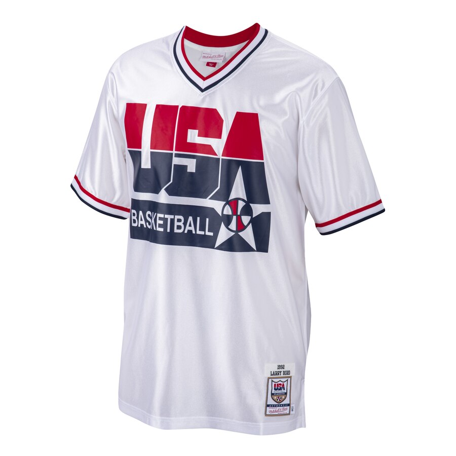 Men's Mitchell & Ness Larry Bird White USA Basketball 1992 Dream Team Authentic Shooting Shirt