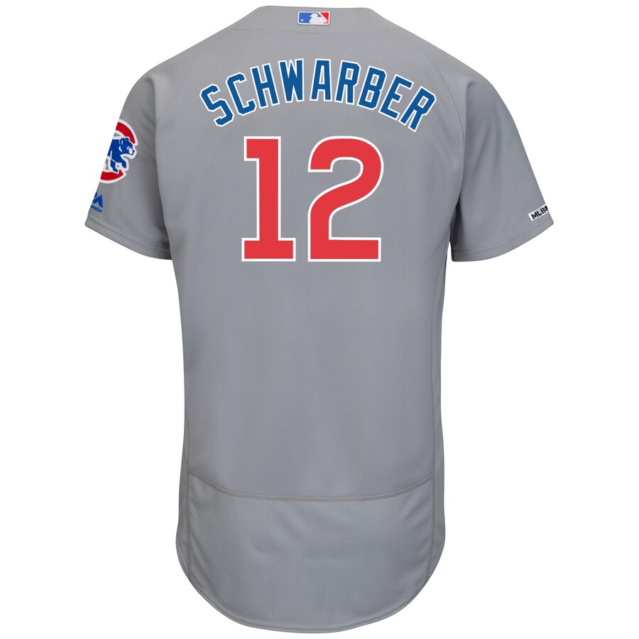 Men's MLB Chicago Cubs Kyle Schwarber Majestic Gray Road Authentic Collection Flex Base Player Jersey