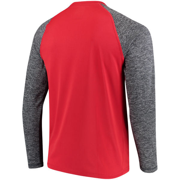 Men's Chicago Blackhawks Fanatics Branded Red/Heathered Gray Static Long Sleeve T-Shirt