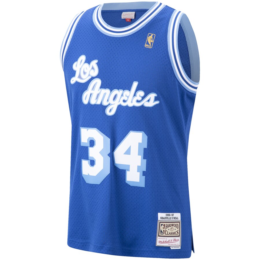 Men's Los Angeles Lakers Shaquille O'Neal Mitchell & Ness NBA Mens Hardwood Classic 1996-97 Swingman Blue Jersey