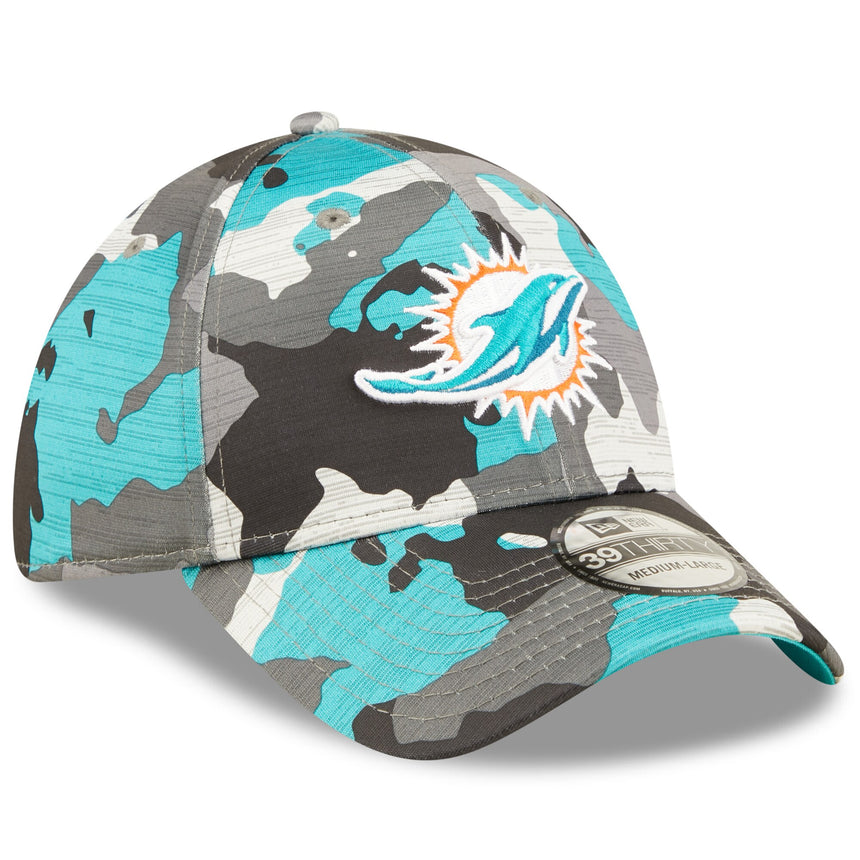Men's Miami Dolphins New Era Camo 2022 NFL Training Camp Official 39THIRTY Flex Hat - Pro Jersey Sports