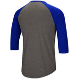 Men's Chicago Cubs Under Armour Heathered Gray/Royal Heritage Tri-Blend Raglan 3/4- Sleeve T-Shirt - Pro Jersey Sports