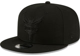 Men's Charlotte Hornets New Era Black On Black Color Pack 9FIFTY Snapback Hat - Pro Jersey Sports