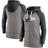 Women's Chicago White Sox Nike Heathered Charcoal/Heathered Black Split Wordmark Gym Vintage Raglan Slub Full-Zip Hoodie - Pro Jersey Sports