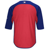 Men's Chicago Cubs Majestic Royal/Red Authentic Collection On-Field 3/4-Sleeve Batting Practice Jersey - Pro Jersey Sports