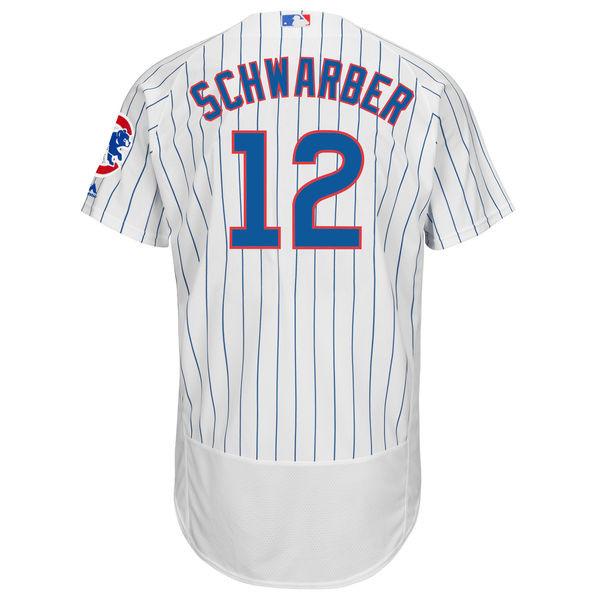 Men's MLB Chicago Cubs Kyle Schwarber Majestic Home White/Royal Flex Base Authentic Collection Player Jersey