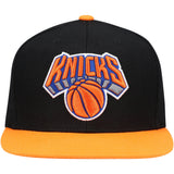 Men's New York Knicks Mitchell & Ness NBA Core Basic Black And Orange Snapback Hat - Pro Jersey Sports