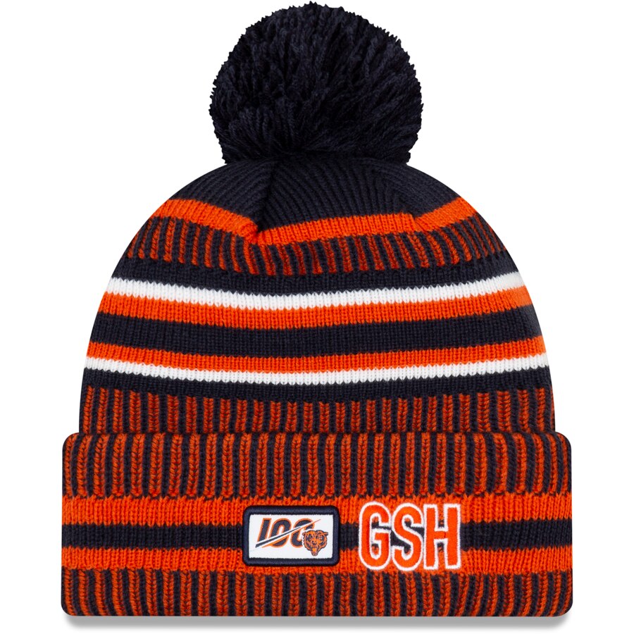 Chicago Bears New Era 2019 NFL Sideline Home Official Logo Sport Knit Hat - Navy/Orange