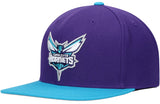 Mens NBA Charlotte Hornets 2 Tone Purple and Teal Mitchell And Ness Basic Core Snapback Hat - Pro Jersey Sports