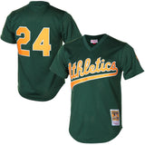 Men's Oakland Athletics Rickey Henderson 1998 Mitchell & Ness Green Cooperstown 1987 Mesh Batting Practice Jersey - Pro Jersey Sports
