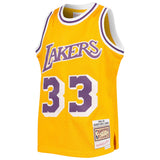 Youth Los Angeles Lakers Kareen Abdul-Jabbar Mitchell & Ness Gold 1984-85 Hardwood Classics Swingman Jersey - Pro Jersey Sports
