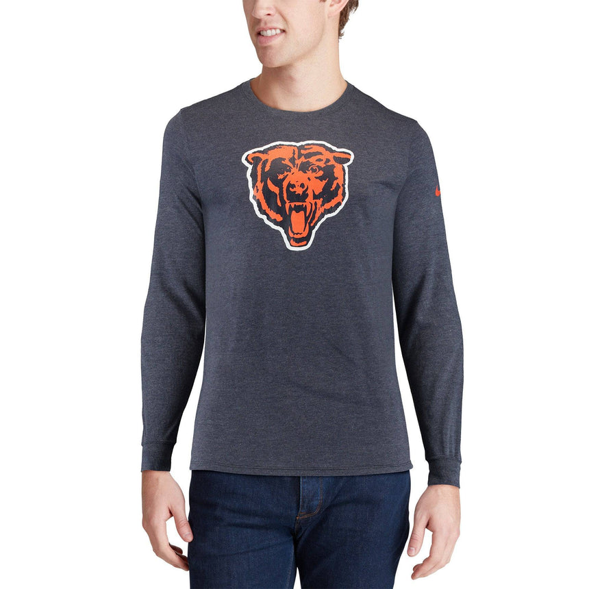 Men's Chicago Bears Nike Navy Fan Gear Crackle Historic Tri-Blend Long Sleeve T-Shirt - Pro Jersey Sports