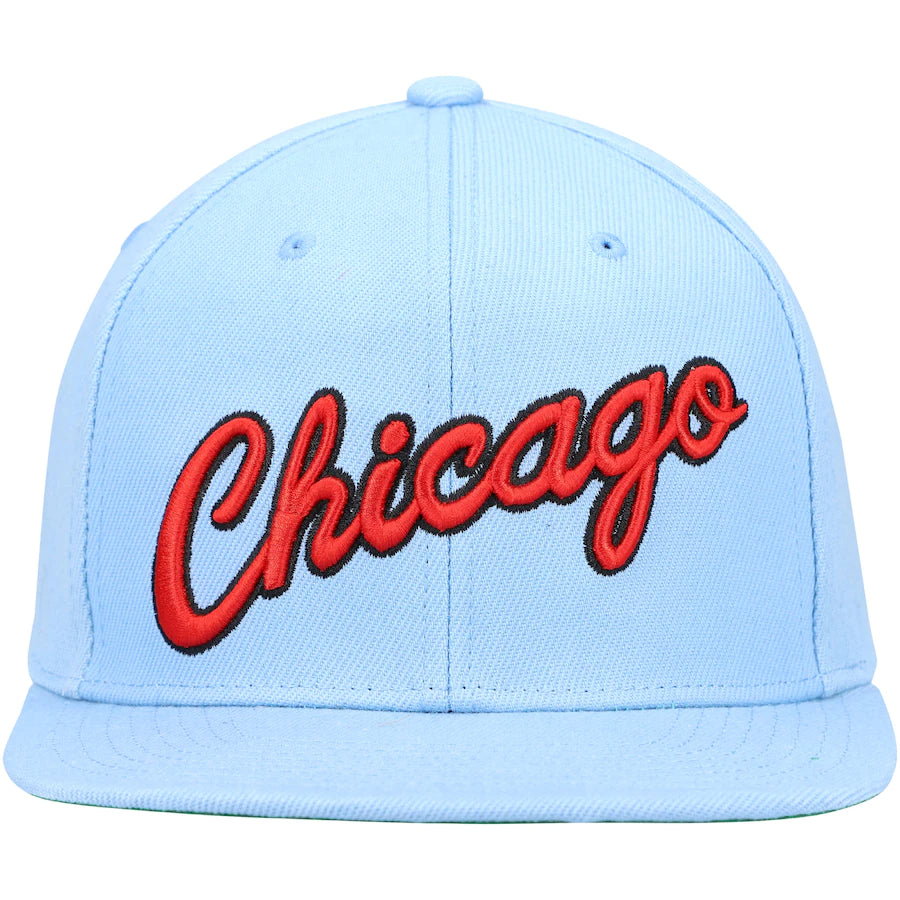 Men's Chicago Bulls Mitchell & Ness Carolina Blue Hardwood Classics Core Snapback Hat