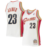 Men's Mitchell & Ness LeBron James White Cleveland Cavaliers 2003-04 Hardwood Classics Swingman Jersey - Pro Jersey Sports