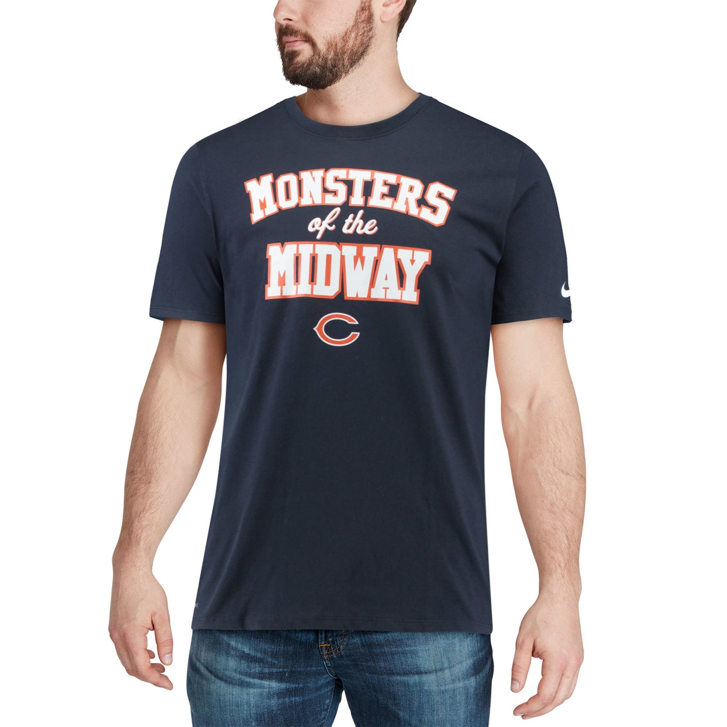 Mens NFL Chicago Bears "Monsters of the Midway" Nike Local Lockup Performance T-Shirt - Navy