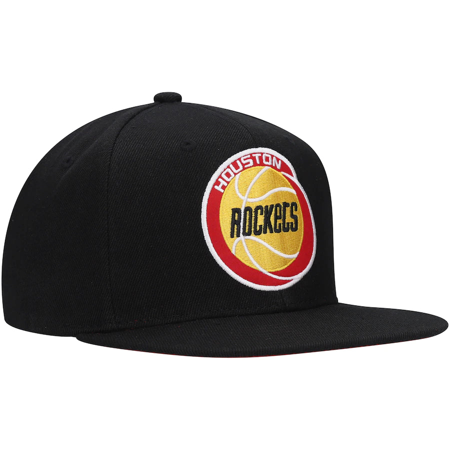 Men's Houston Rockets Basic Core Black Mitchell & Ness Snapback Hat