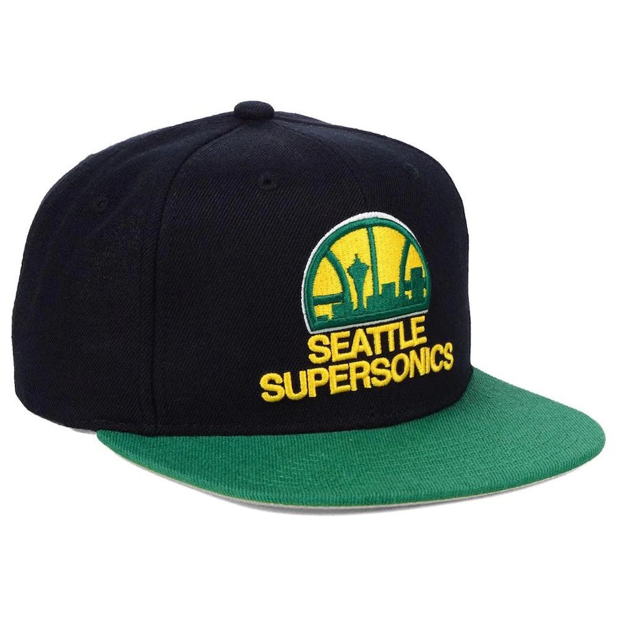 Men's Seattle Supersonics NBA Core Basic 2 Tone Black/Green HWC Mitchell & Ness Snapback Hat