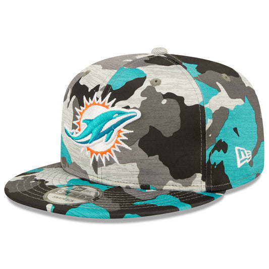 Men's Miami Dolphins New Era Camo 2022 NFL Training Camp Official 9FIFTY Snapback Adjustable Hat - Pro Jersey Sports