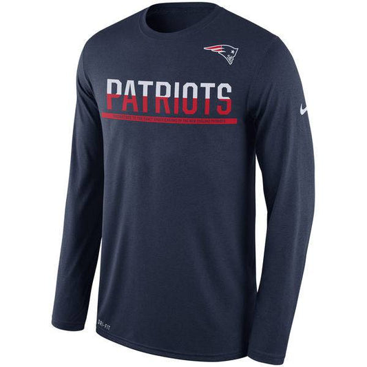 Men's New England Patriots Nike Navy Legend Team Practice Long Sleeve Performance T-Shirt - Pro Jersey Sports