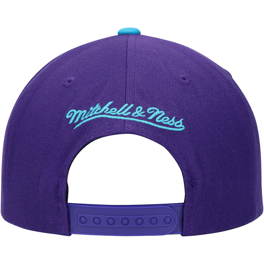 Mens NBA Charlotte Hornets 2 Tone Purple and Teal Mitchell And Ness Basic Core Snapback Hat