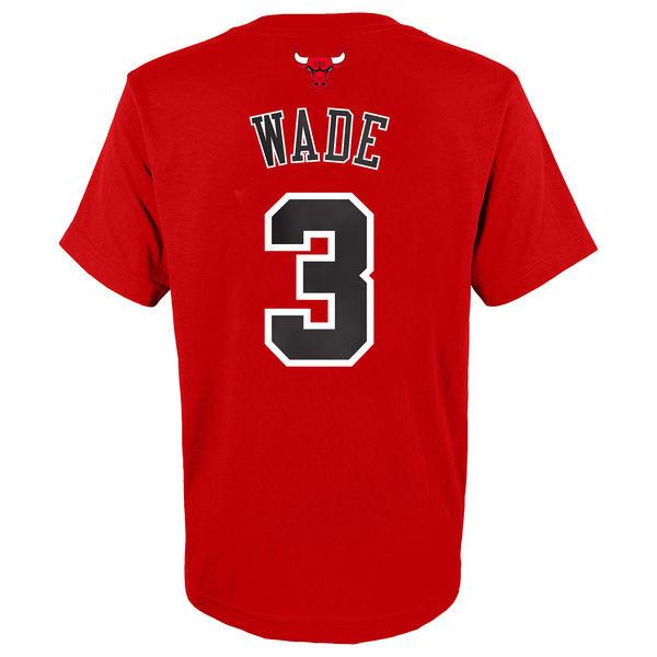 Men's Chicago Bulls Dwyane Wade Red Game Time Name & Number Player T-shirt
