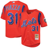 Men's Mike Piazza New York Mets Mitchell & Ness Cooperstown Collection Mesh Batting Practice Jersey - Orange - Pro Jersey Sports
