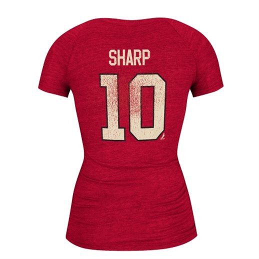 CCM Patrick Sharp Chicago Blackhawks Ladies Name & Number V-Neck T-Shirt - Red - Pro Jersey Sports - 2