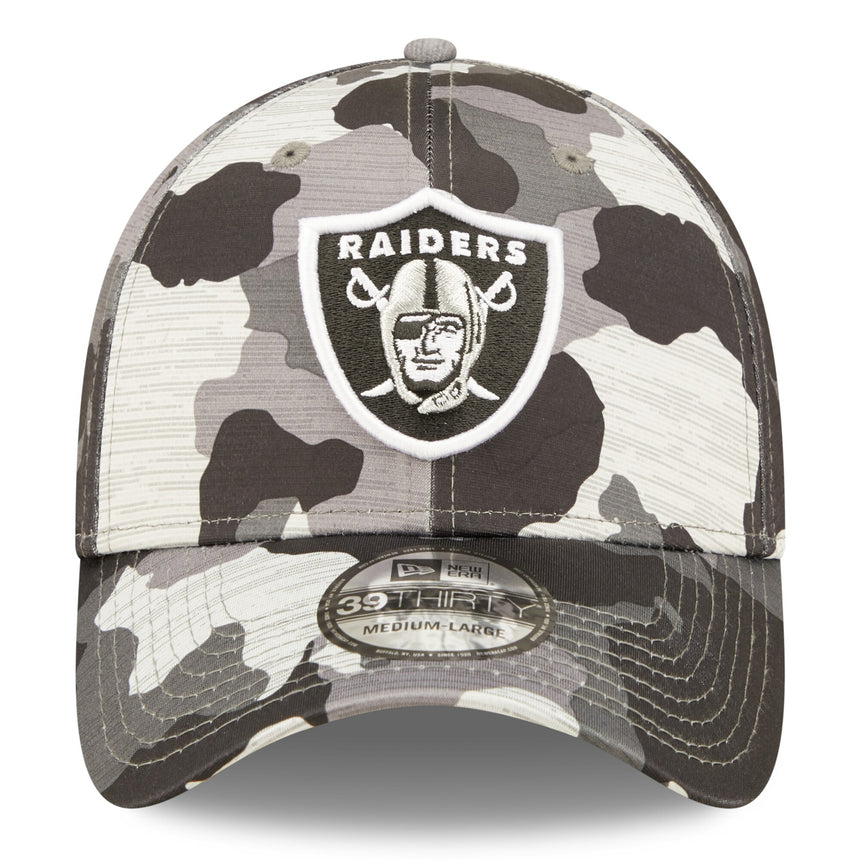 Men's Las Vegas Raiders New Era Camo 2022 NFL Training Camp Official 39THIRTY Flex Hat - Pro Jersey Sports