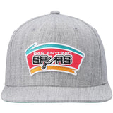 San Antonio Spurs HWC Gray Heather 2.0 Mitchell & Ness Snapback Hat - Pro Jersey Sports