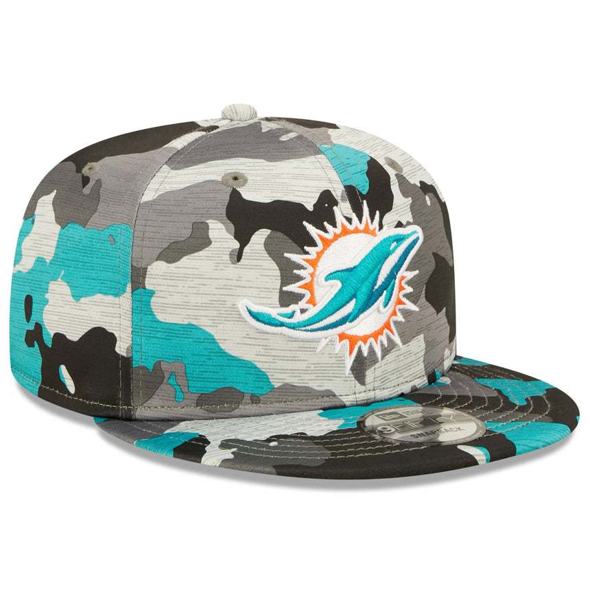 Men's Miami Dolphins New Era Camo 2022 NFL Training Camp Official 9FIFTY Snapback Adjustable Hat - Pro Jersey Sports