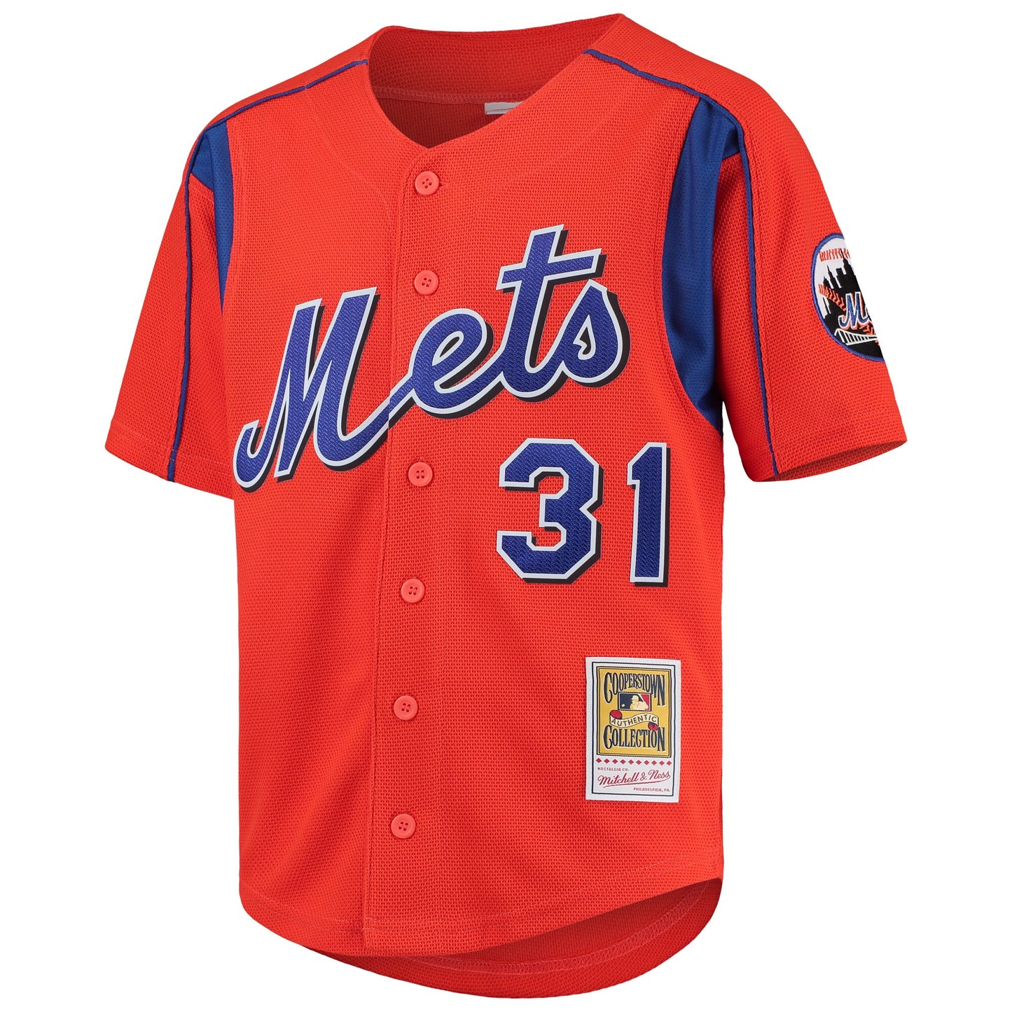 Men's Mike Piazza New York Mets Mitchell & Ness Cooperstown Collection Mesh Batting Practice Jersey - Orange