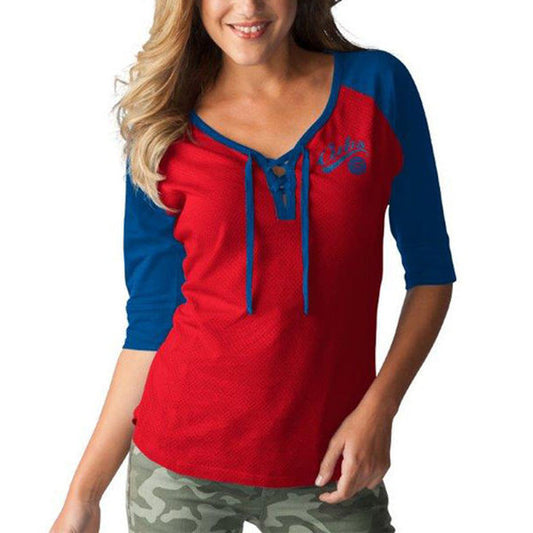 Women's Chicago Cubs Touch by Alyssa Milano Royal/Red Perfect Game 3/4-Sleeve T-Shirt