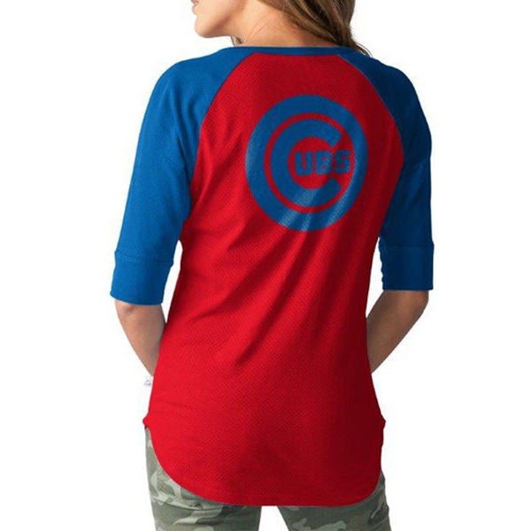 Women's Chicago Cubs Touch by Alyssa Milano Royal/Red Perfect Game 3/4-Sleeve T-Shirt
