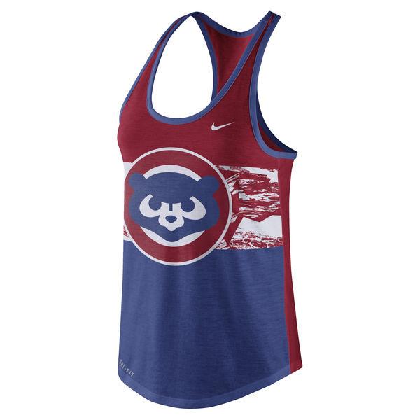 Women's Nike Chicago Cubs Cooperstown Collection Tri-Blend Racerback Performance Tank Top