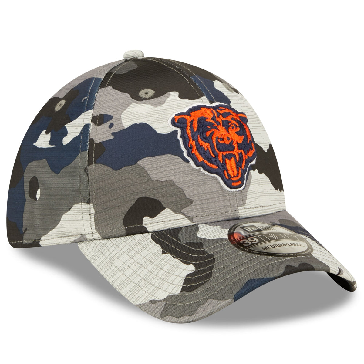 Men's Chicago Bears New Era Camo 2022 NFL Training Camp Official Mascot 39THIRTY Flex Hat - Pro Jersey Sports