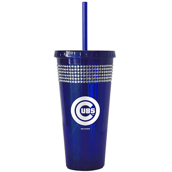 Chicago Cubs 22oz Bling Tumbler With Straw - Royal - Pro Jersey Sports