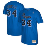 Men's Shaquille O'Neal Los Angeles Lakers Mitchell & Ness Reload 2.0 Name & Number T-Shirt - Blue - Pro Jersey Sports